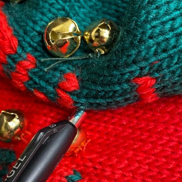 Needlepoint Vintage Long Sock Christmas Stocking Bells Department 56 Knit - Picture 7 of 10